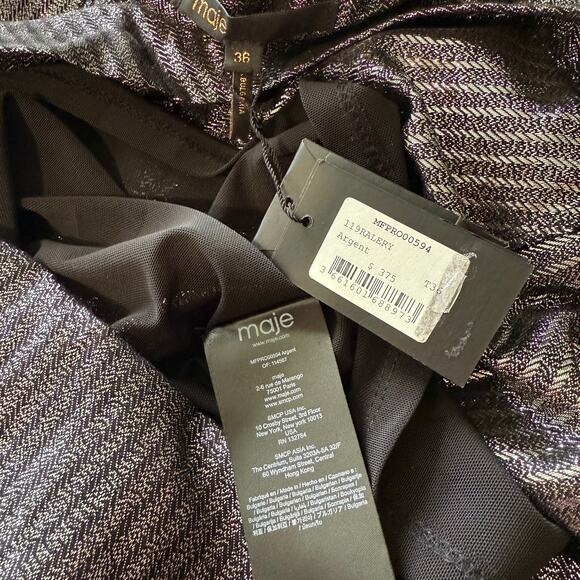 NWT Maje Ralery Metallic Mini Dress in Argent Silver - 36 (Small) - Picture 5 of 6